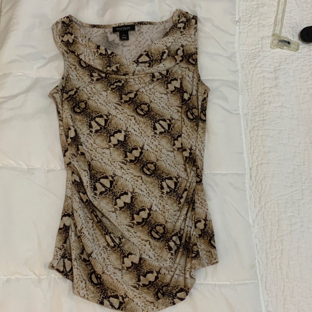 White House Black Market Tan Snake Print Tank Top